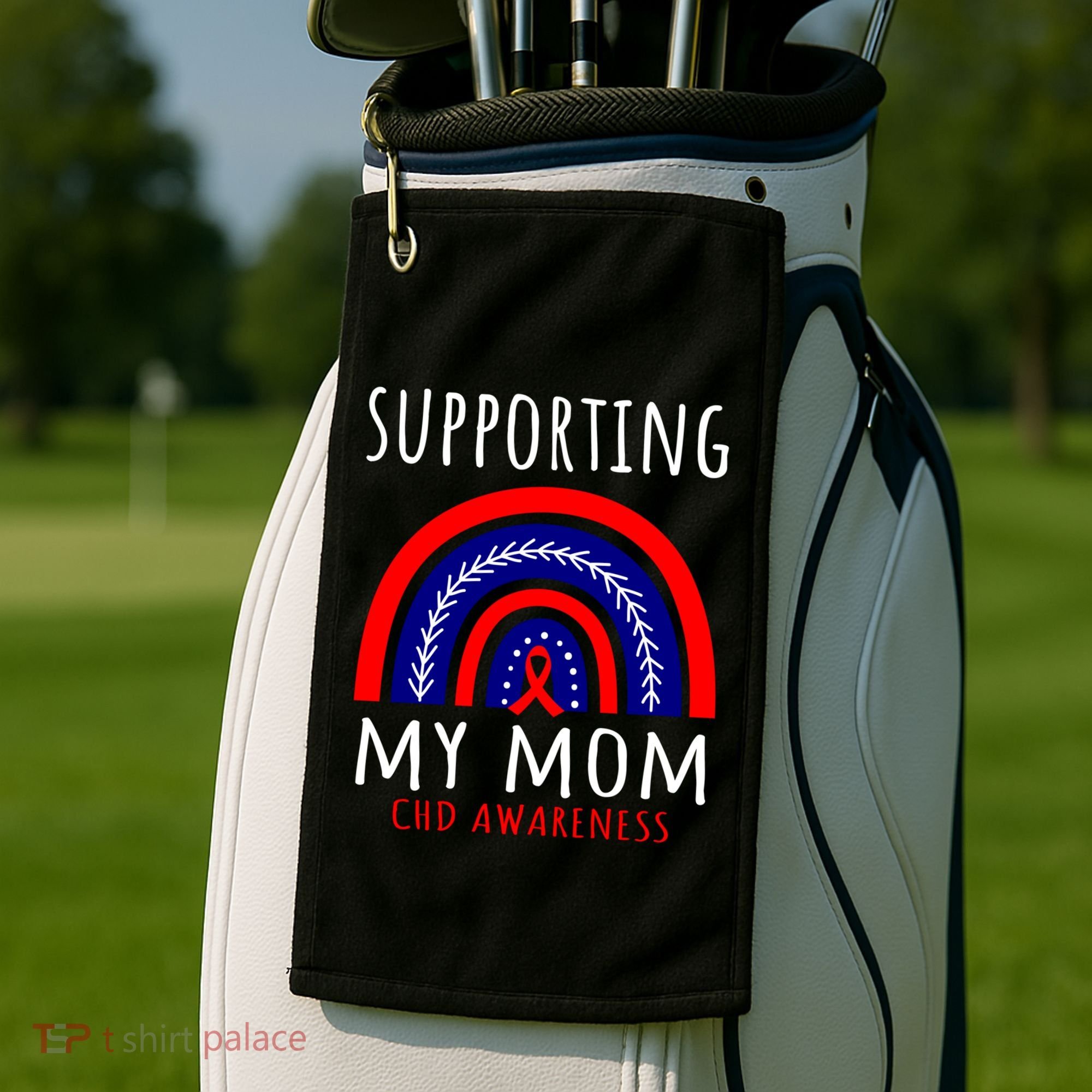Support Squad Mom Chd Awareness Products Rainbow Graphic Great Gift Golf Towel