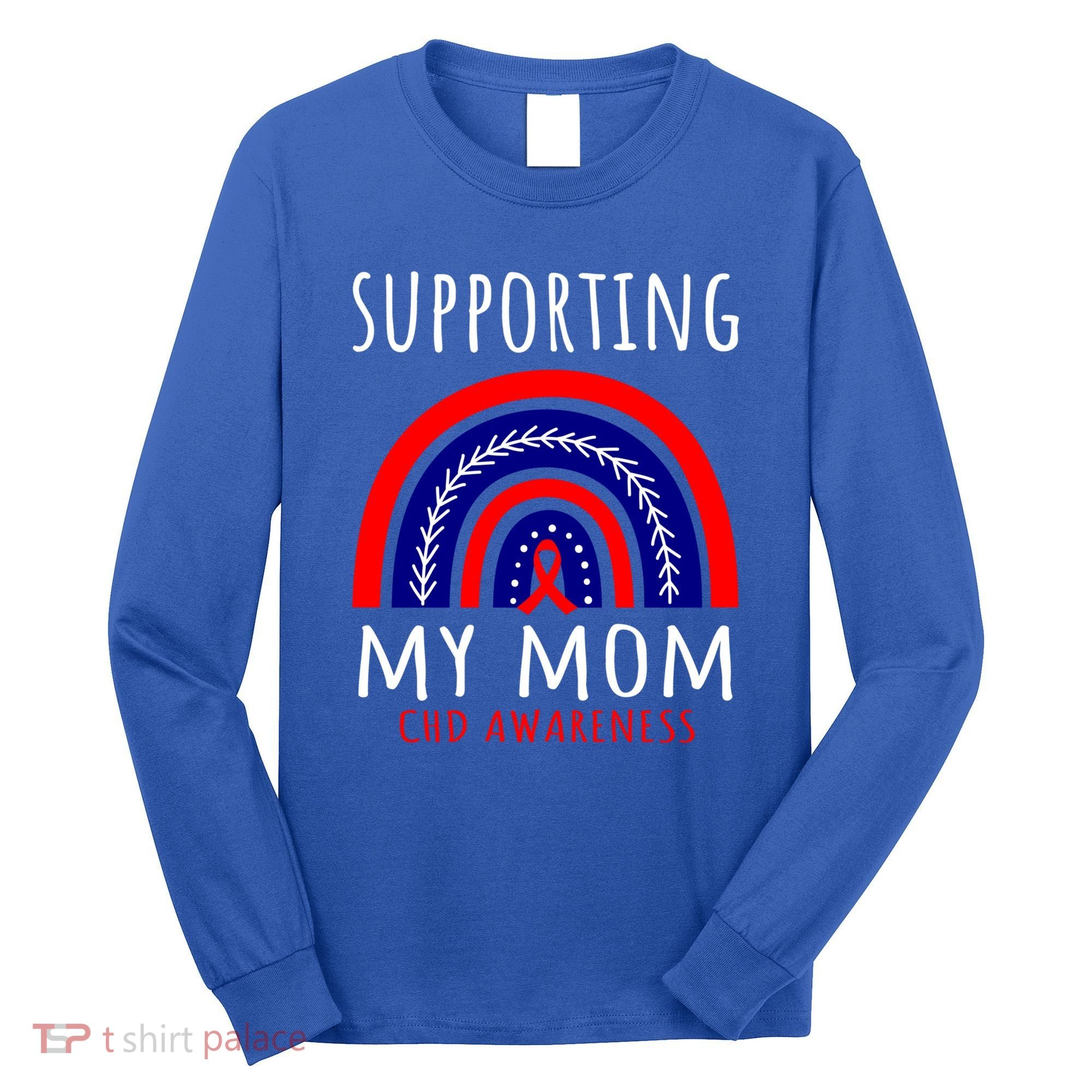 Support Squad Mom Chd Awareness Products Rainbow Graphic Great Gift Long Sleeve Shirt