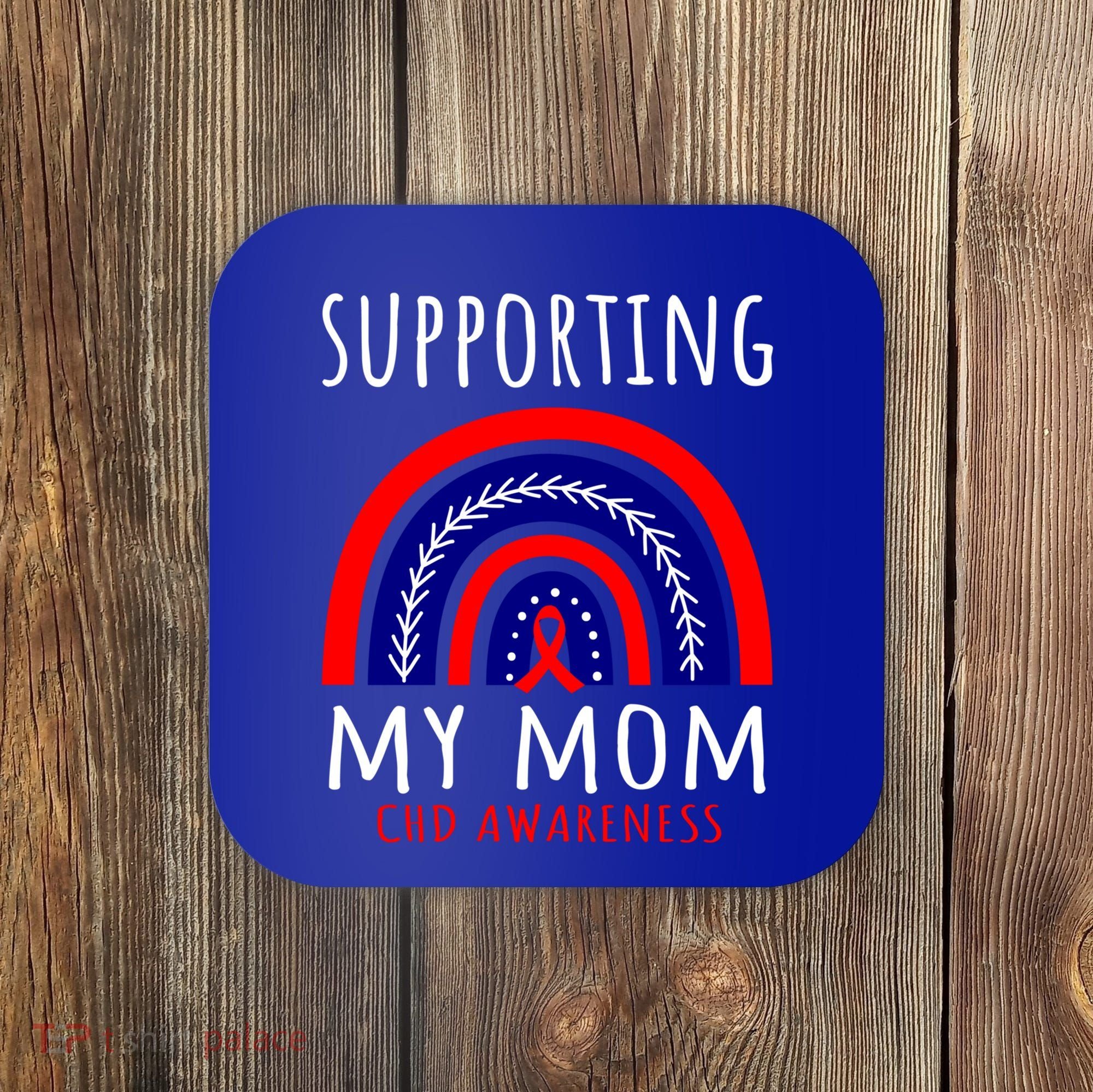 Support Squad Mom Chd Awareness Products Rainbow Graphic Great Gift Coaster