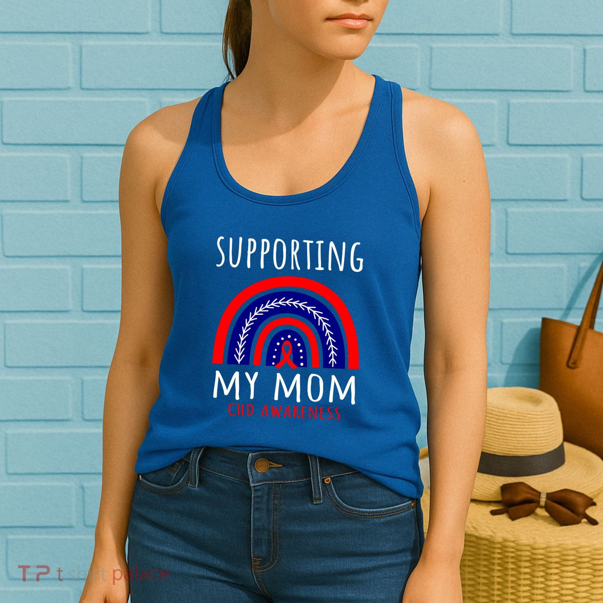 Support Squad Mom Chd Awareness Products Rainbow Graphic Great Gift Women's Tank Top