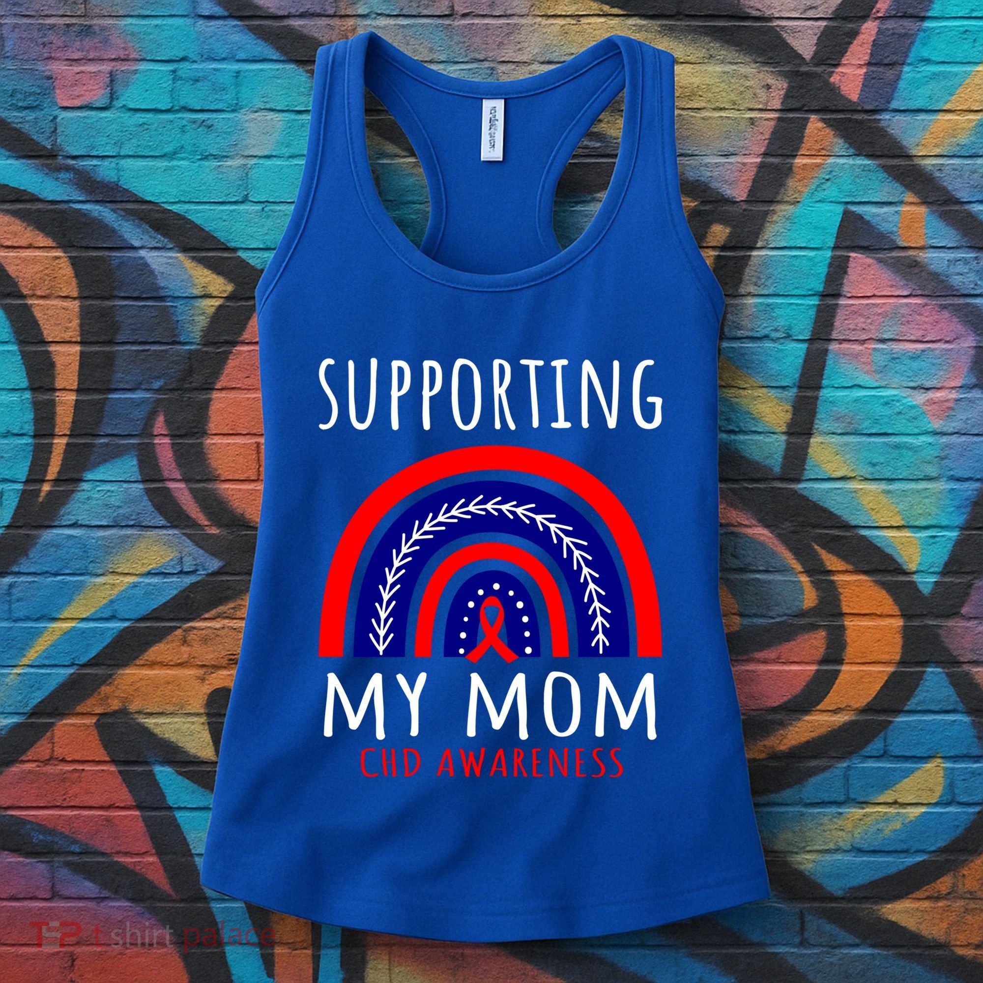 Support Squad Mom Chd Awareness Products Rainbow Graphic Great Gift Women's Tank Top