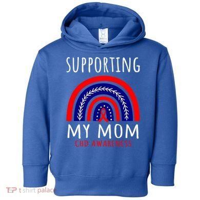 Support Squad Mom Chd Awareness Products Rainbow Graphic Great Gift Toddler Hoodie