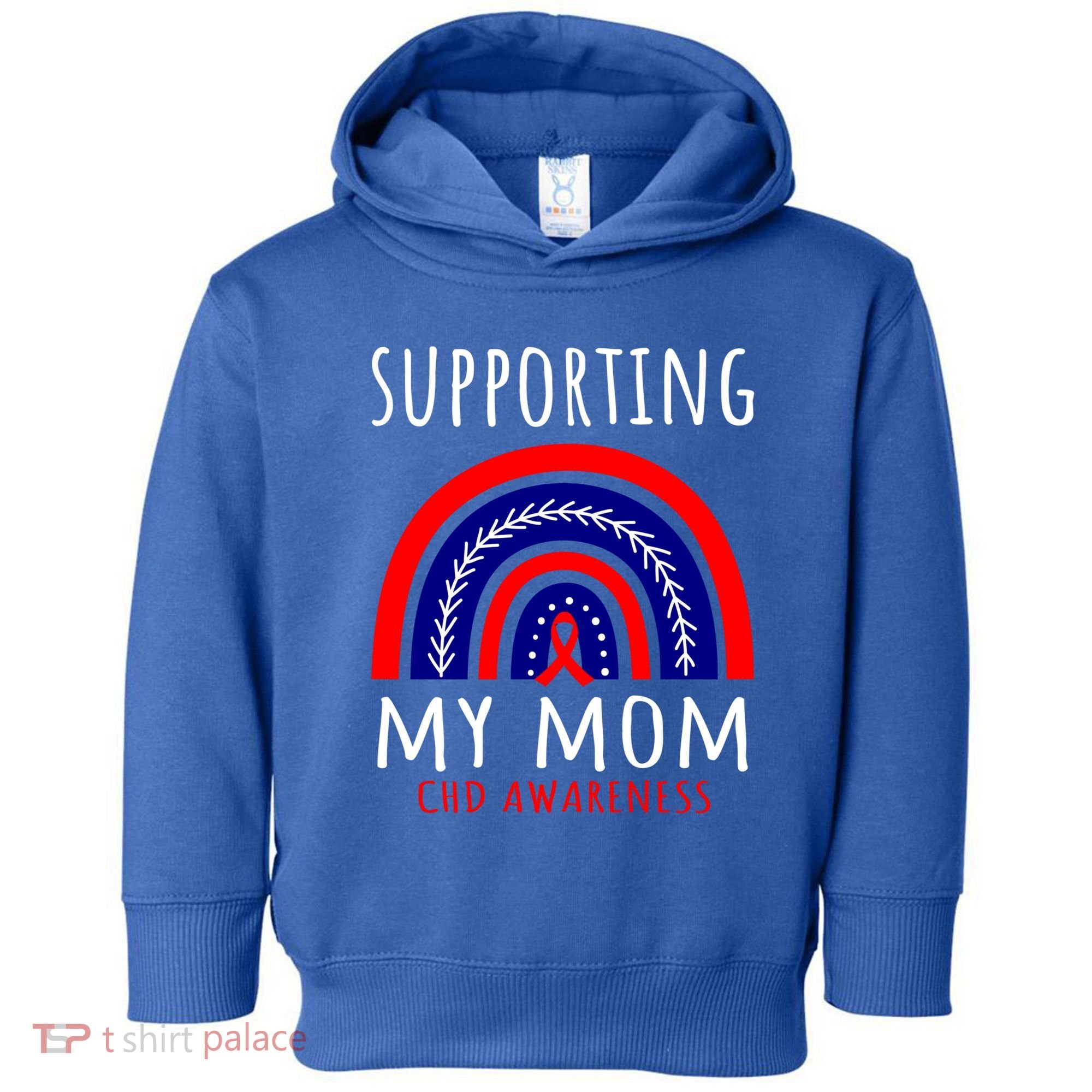 Support Squad Mom Chd Awareness Products Rainbow Graphic Great Gift Toddler Hoodie