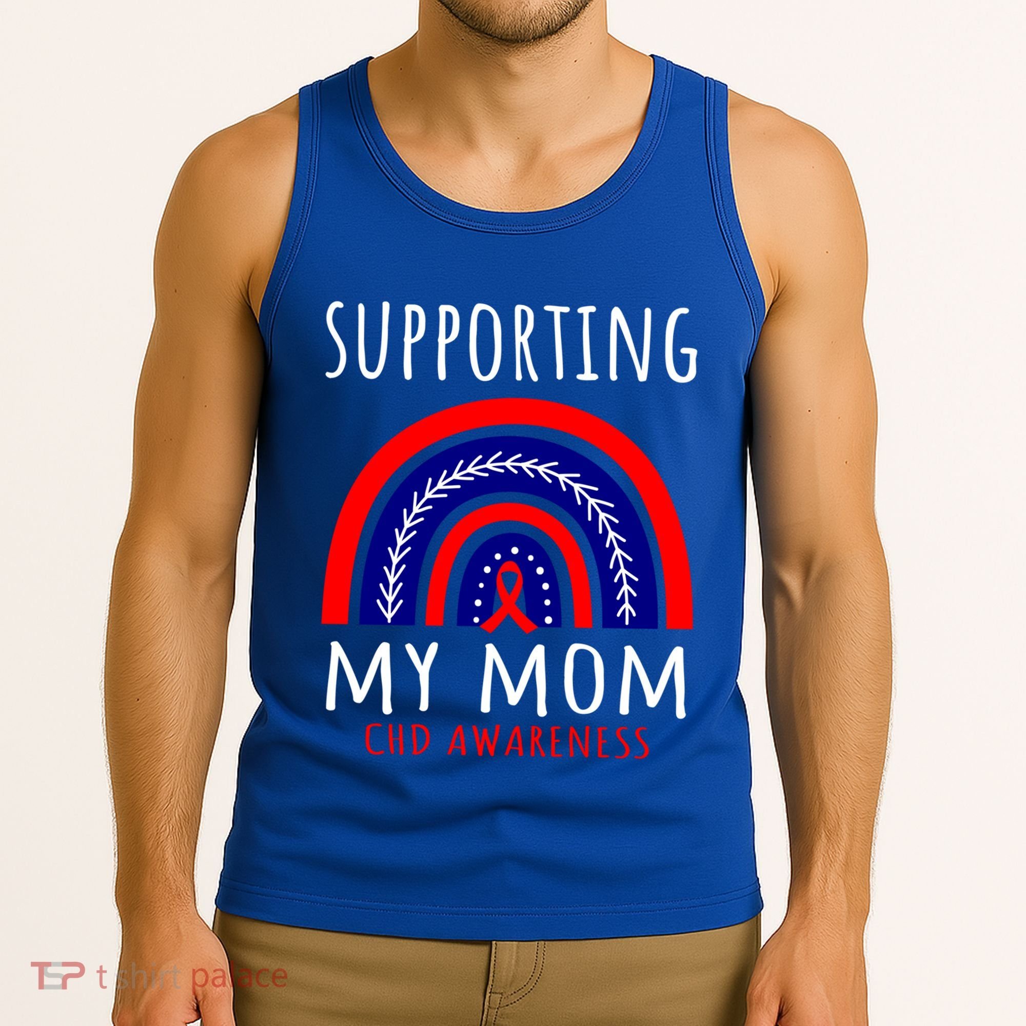 Support Squad Mom Chd Awareness Products Rainbow Graphic Great Gift Tank Top