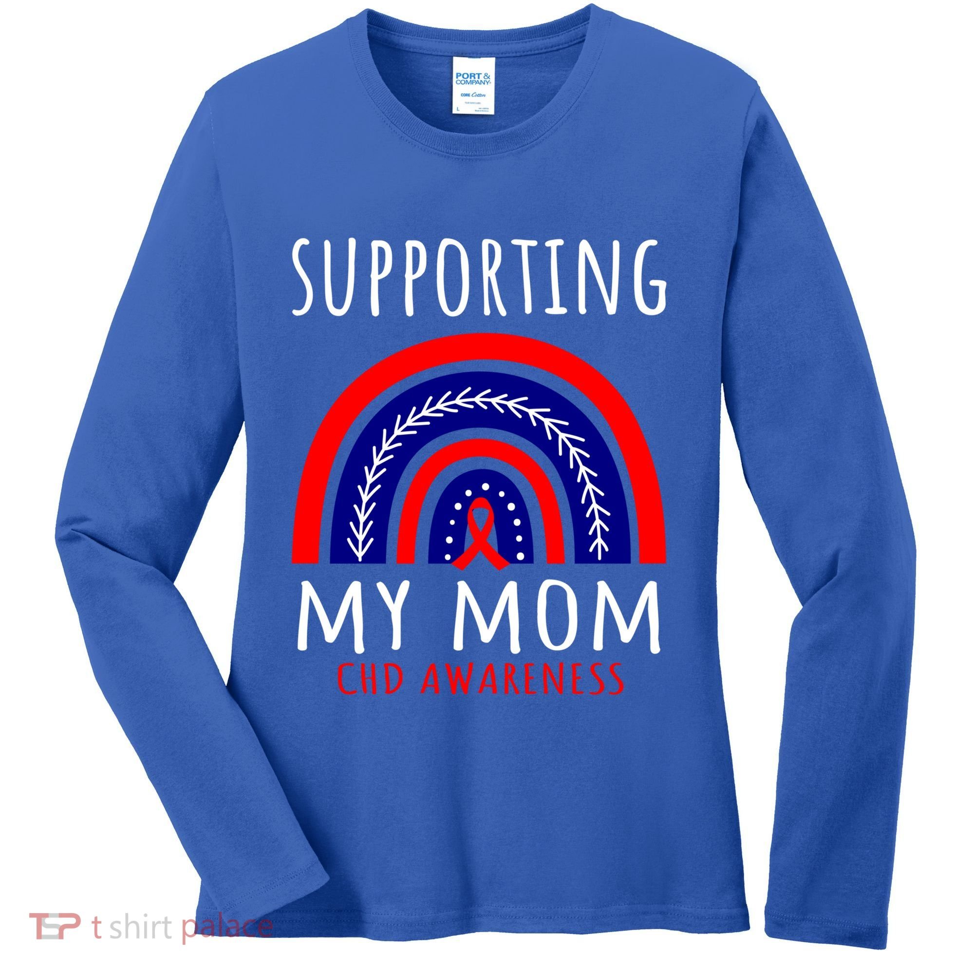 Support Squad Mom Chd Awareness Products Rainbow Graphic Great Gift Women's Long Sleeve Shirt