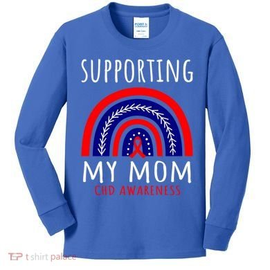 Support Squad Mom Chd Awareness Products Rainbow Graphic Great Gift Kids Long Sleeve Shirt