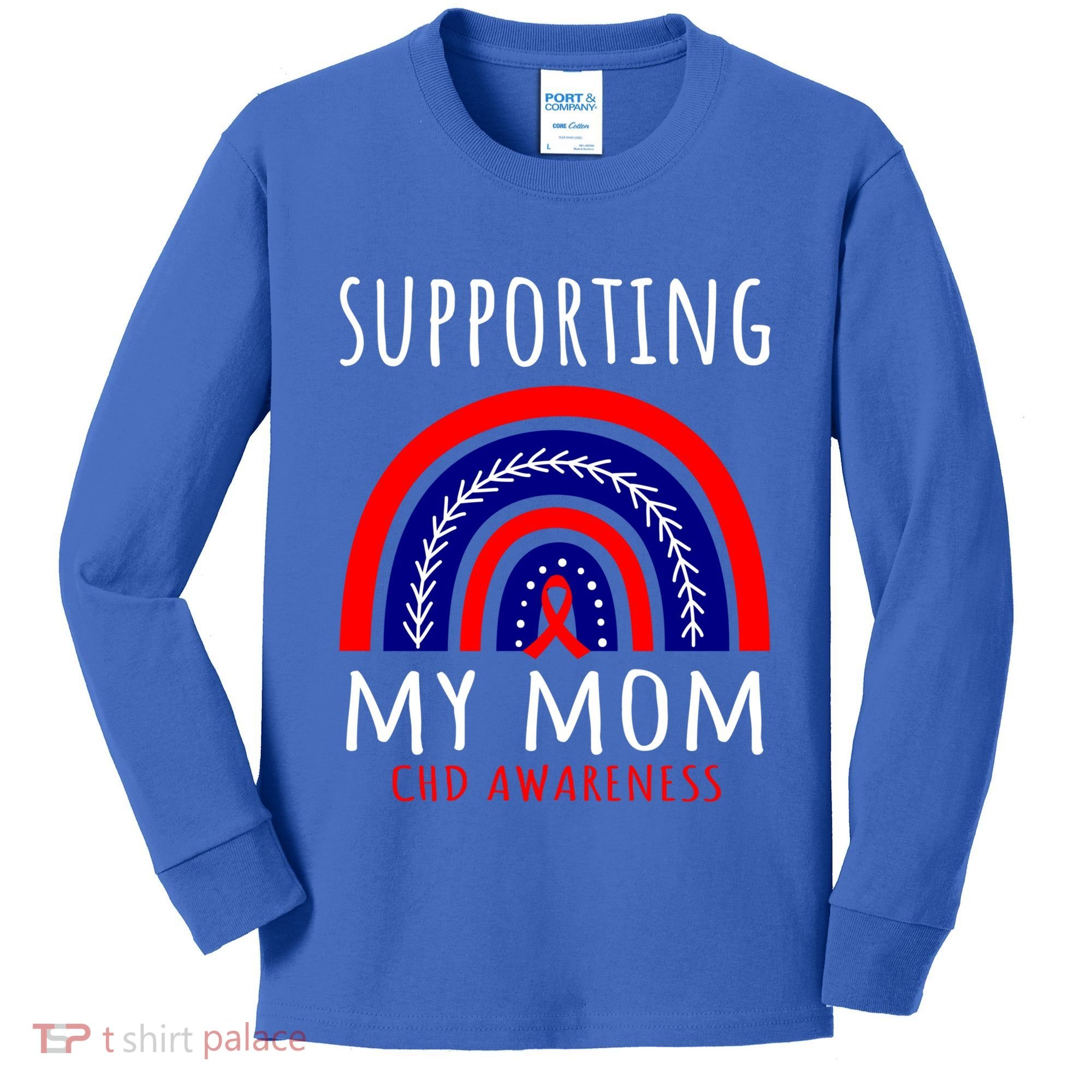Support Squad Mom Chd Awareness Products Rainbow Graphic Great Gift Kids Long Sleeve Shirt