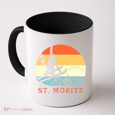 Ski St Moritz Switzerland Vintage Snow Skiing Vacation Gift Coffee Mug