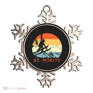 Ski St Moritz Switzerland Vintage Snow Skiing Vacation Gift Ornament