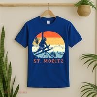 Ski St Moritz Switzerland Vintage Snow Skiing Vacation Gift T-Shirt thumb 2