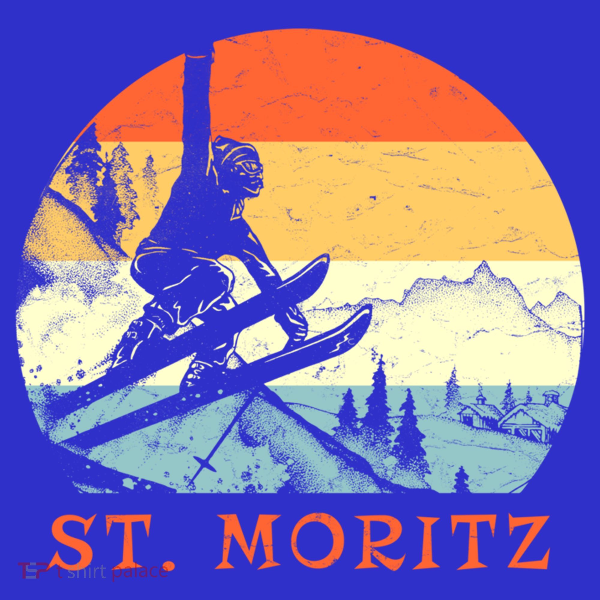 Ski St Moritz Switzerland Vintage Snow Skiing Vacation Gift T-Shirt