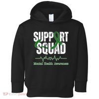 Support Squad Mental Health Awareness Heartbeat Ribbon Toddler Hoodie thumb 0