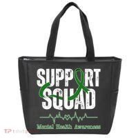 Support Squad Mental Health Awareness Heartbeat Ribbon Tote Bag thumb 0