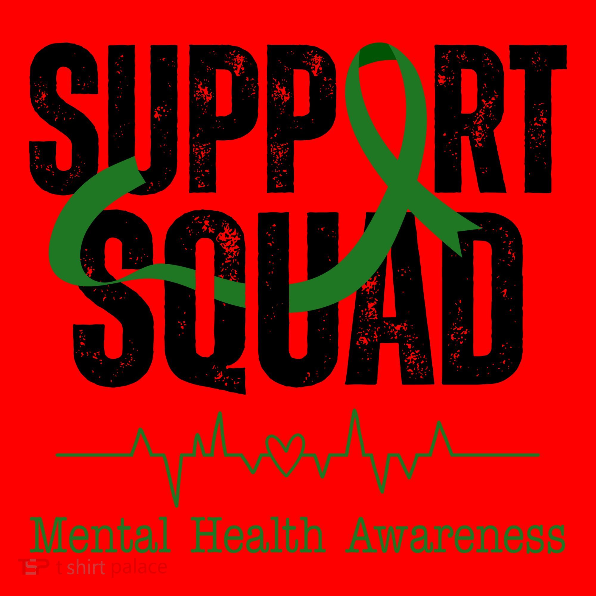 Support Squad Mental Health Awareness Heartbeat Ribbon Santa Hat