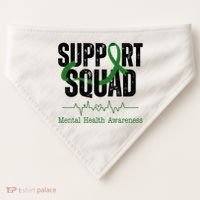 Support Squad Mental Health Awareness Heartbeat Ribbon USA-Made Doggie Bandana thumb 0