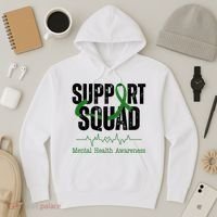 Support Squad Mental Health Awareness Heartbeat Ribbon Hoodie thumb 3