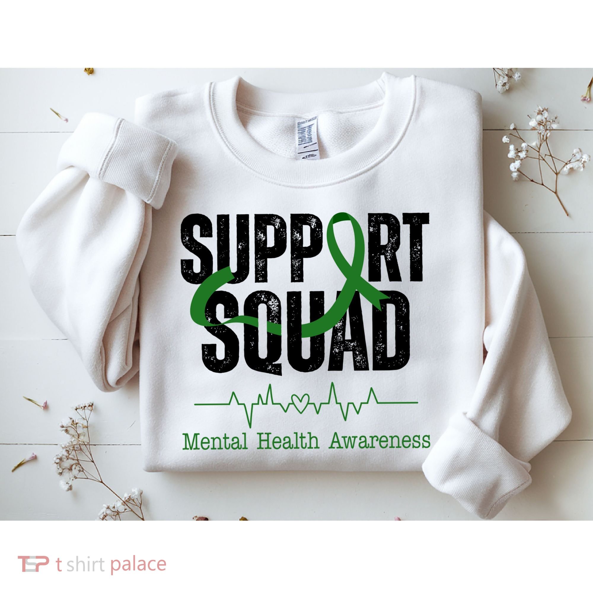 Support Squad Mental Health Awareness Heartbeat Ribbon Sweatshirt