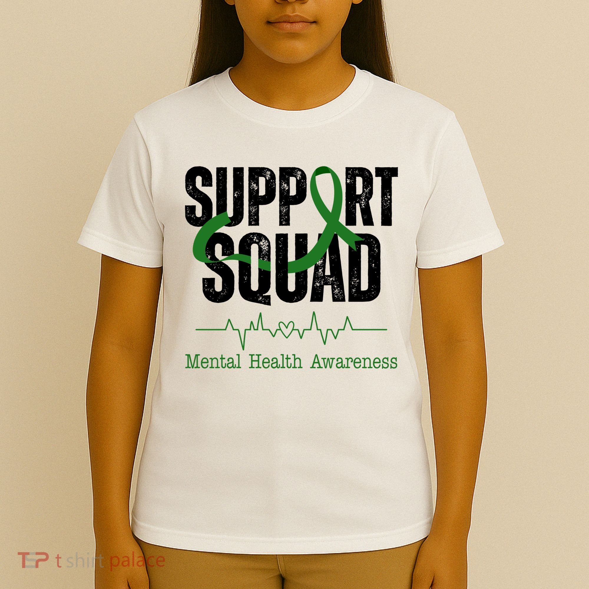 Support Squad Mental Health Awareness Heartbeat Ribbon T-Shirt