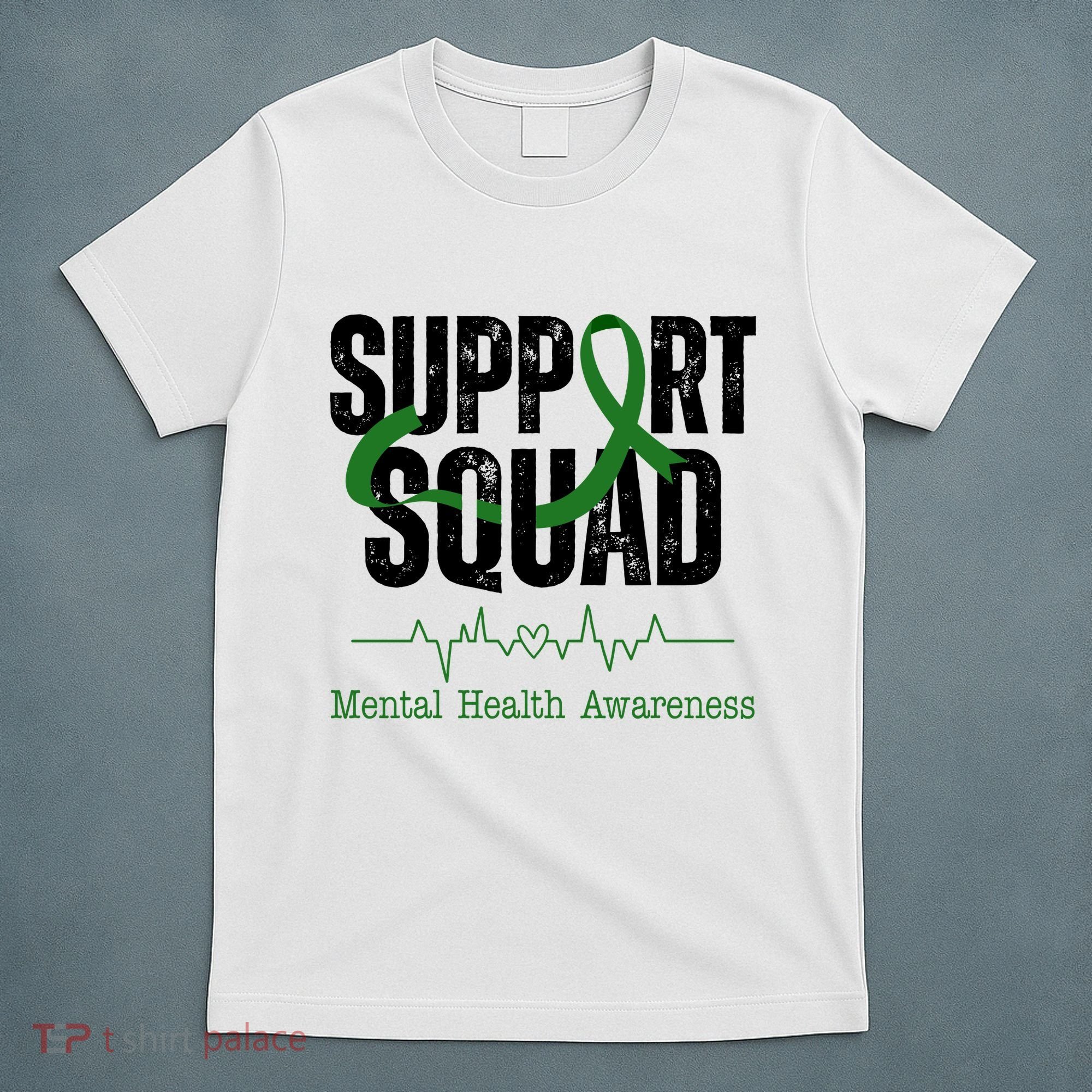 Support Squad Mental Health Awareness Heartbeat Ribbon T-Shirt