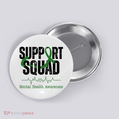 Support Squad Mental Health Awareness Heartbeat Ribbon Button