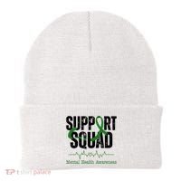 Support Squad Mental Health Awareness Heartbeat Ribbon Beanie thumb 0