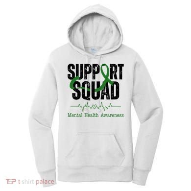 Support Squad Mental Health Awareness Heartbeat Ribbon Women's Hoodie