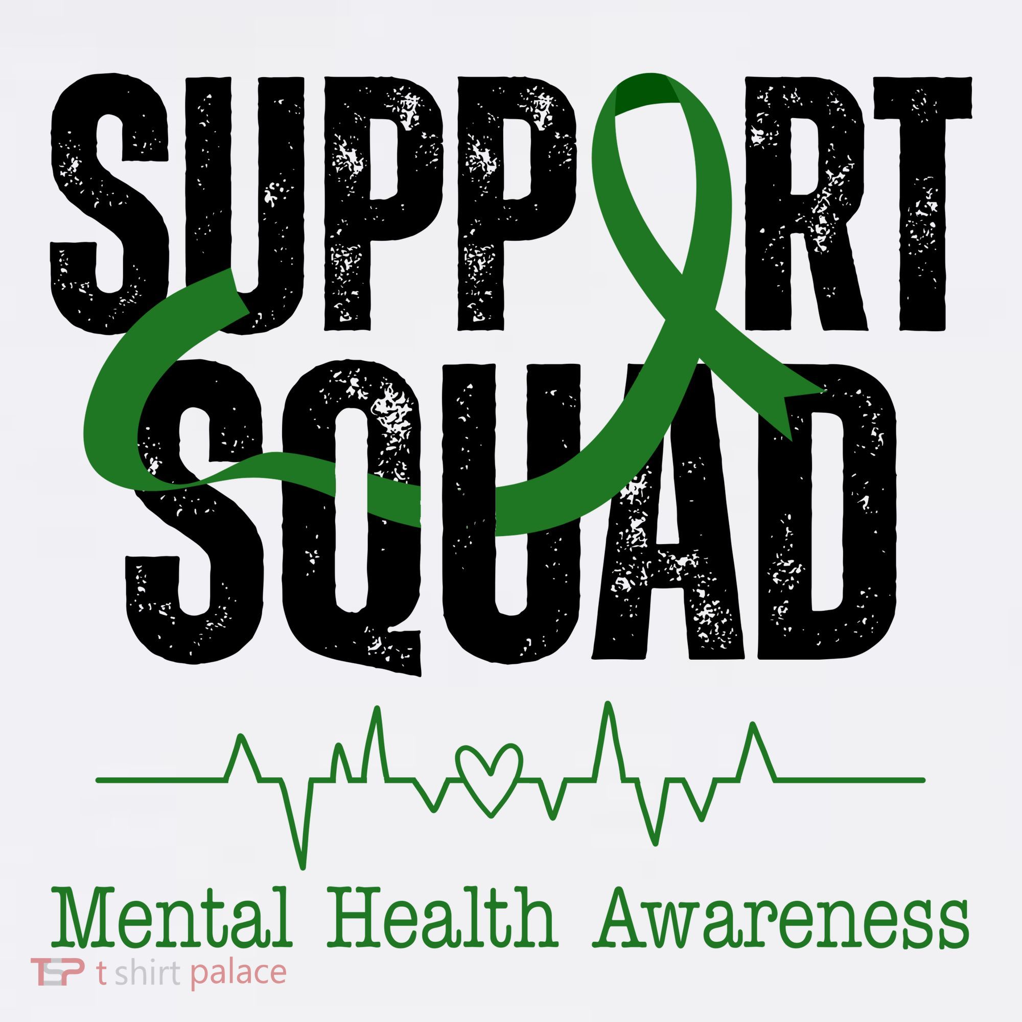 Support Squad Mental Health Awareness Heartbeat Ribbon Women's Hoodie