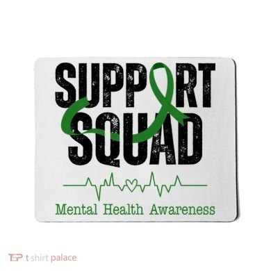 Support Squad Mental Health Awareness Heartbeat Ribbon Mousepad