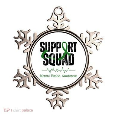 Support Squad Mental Health Awareness Heartbeat Ribbon Ornament