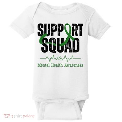 Support Squad Mental Health Awareness Heartbeat Ribbon Baby Bodysuit