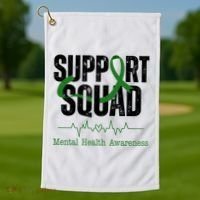 Support Squad Mental Health Awareness Heartbeat Ribbon Golf Towel thumb 1