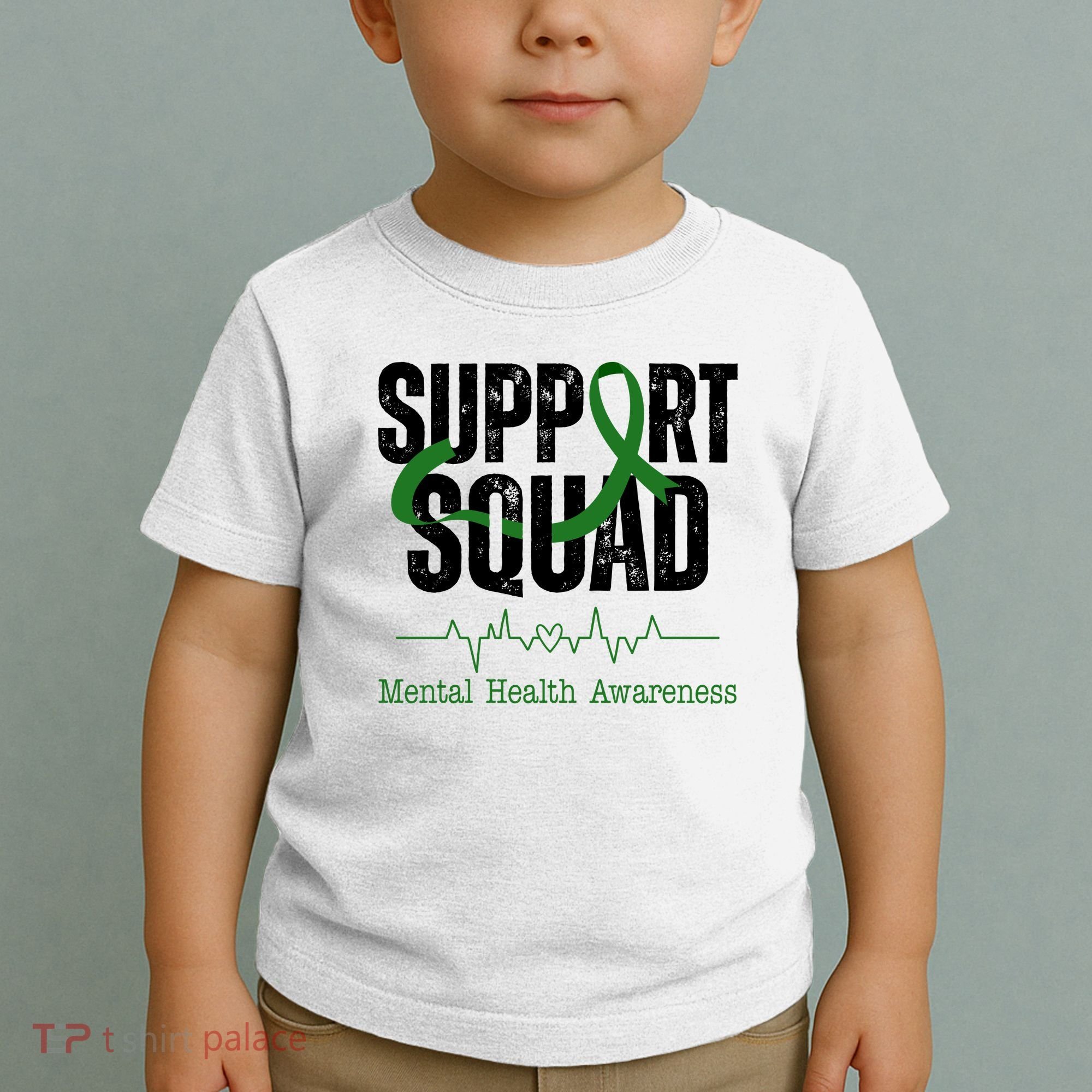 Support Squad Mental Health Awareness Heartbeat Ribbon Toddler T-Shirt