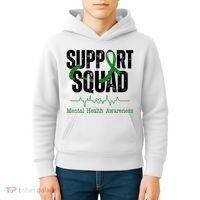 Support Squad Mental Health Awareness Heartbeat Ribbon Kids Hoodie thumb 4