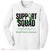 Support Squad Mental Health Awareness Heartbeat Ribbon Kids Long Sleeve Shirt thumb 0