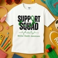 Support Squad Mental Health Awareness Heartbeat Ribbon Kids T-Shirt thumb 3