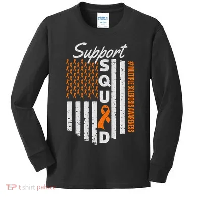 Support Squad Multiple Sclerosis Awareness Ms Awareness Kids Long Sleeve Shirt