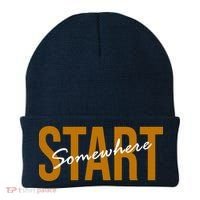 Start Somewhere Motivation Quote Beanie thumb 0