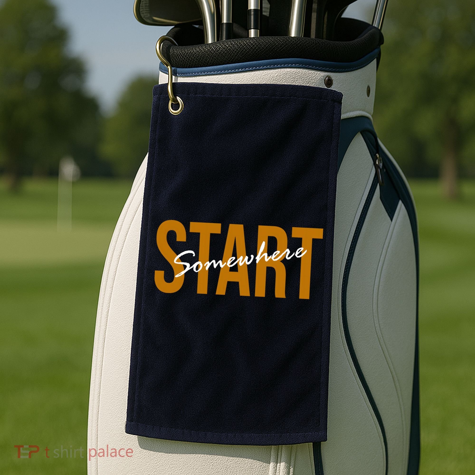 Start Somewhere Motivation Quote Golf Towel