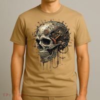 Steampunk Skull Mechanics Gear Victorian-era Sci-fi Vintage T-Shirt thumb 3