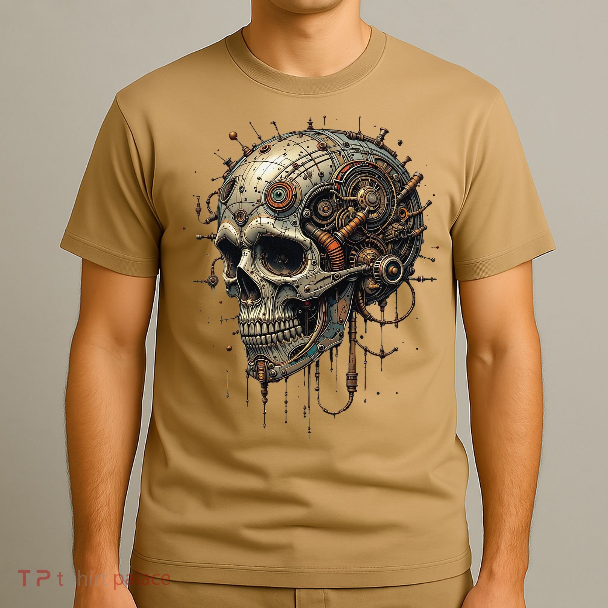 Steampunk Skull Mechanics Gear Victorian-era Sci-fi Vintage T-Shirt
