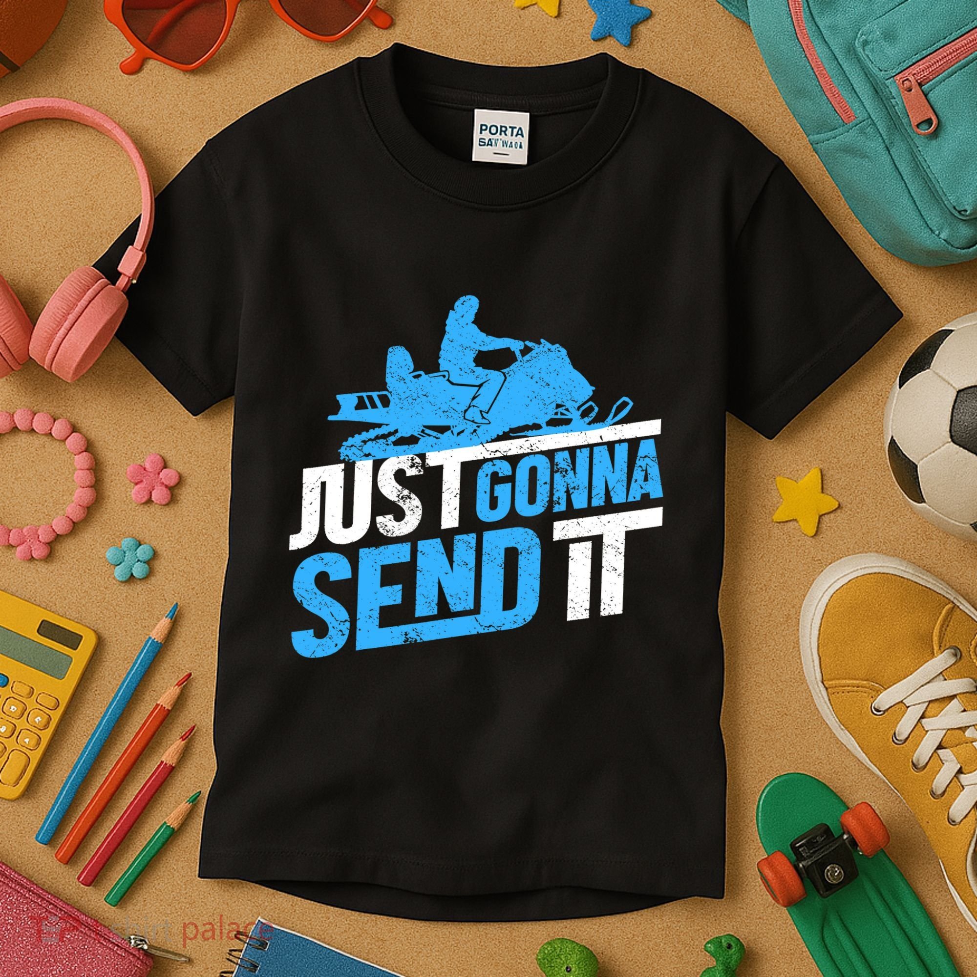 Snowmobiling Snow Machine Snowmobile - Just Gonna Send It Kids T-Shirt
