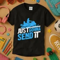 Snowmobiling Snow Machine Snowmobile - Just Gonna Send It Kids T-Shirt thumb 3