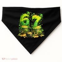 Six Seven Meme 67 St Patricks Day Shamrock USA-Made Doggie Bandana thumb 0