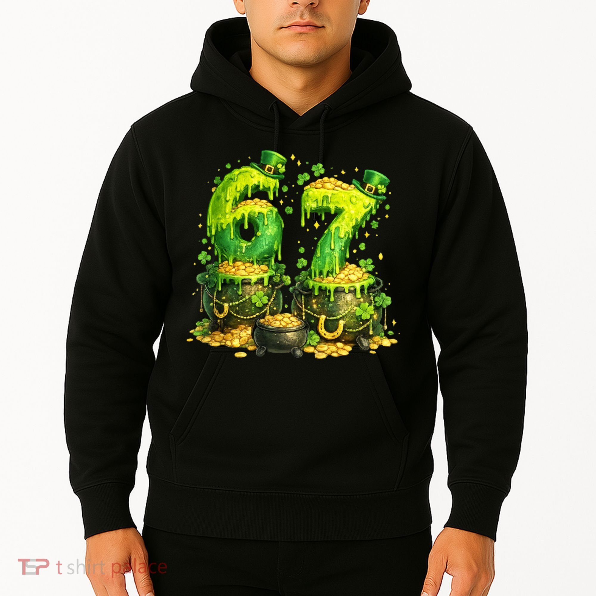 Six Seven Meme 67 St Patricks Day Shamrock Hoodie