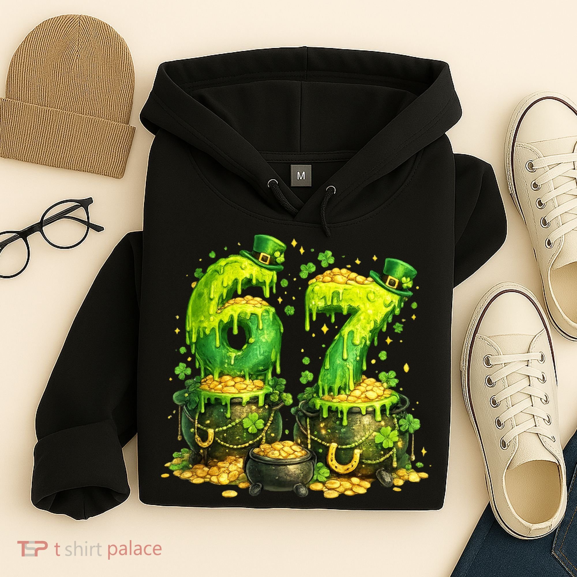 Six Seven Meme 67 St Patricks Day Shamrock Hoodie