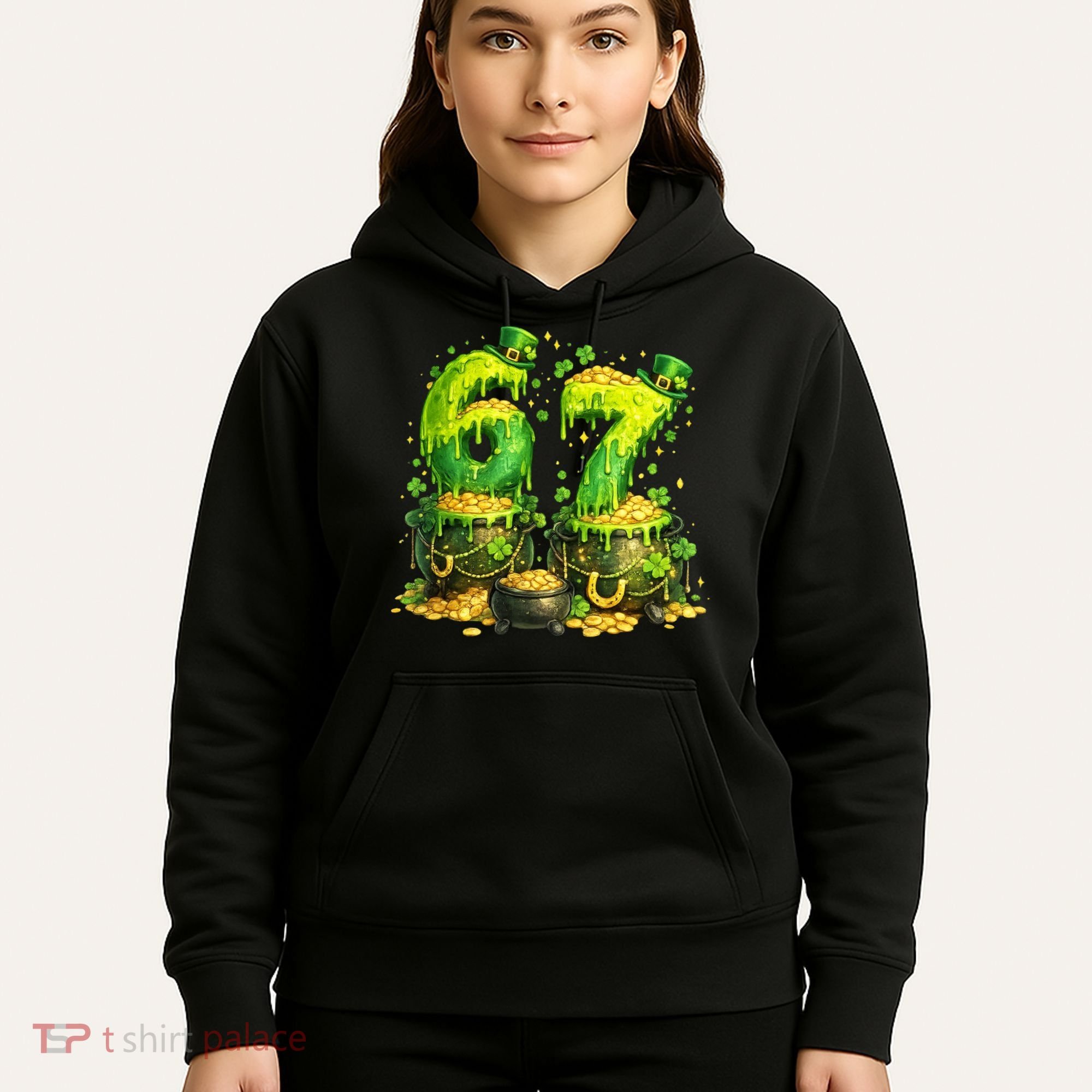Six Seven Meme 67 St Patricks Day Shamrock Hoodie
