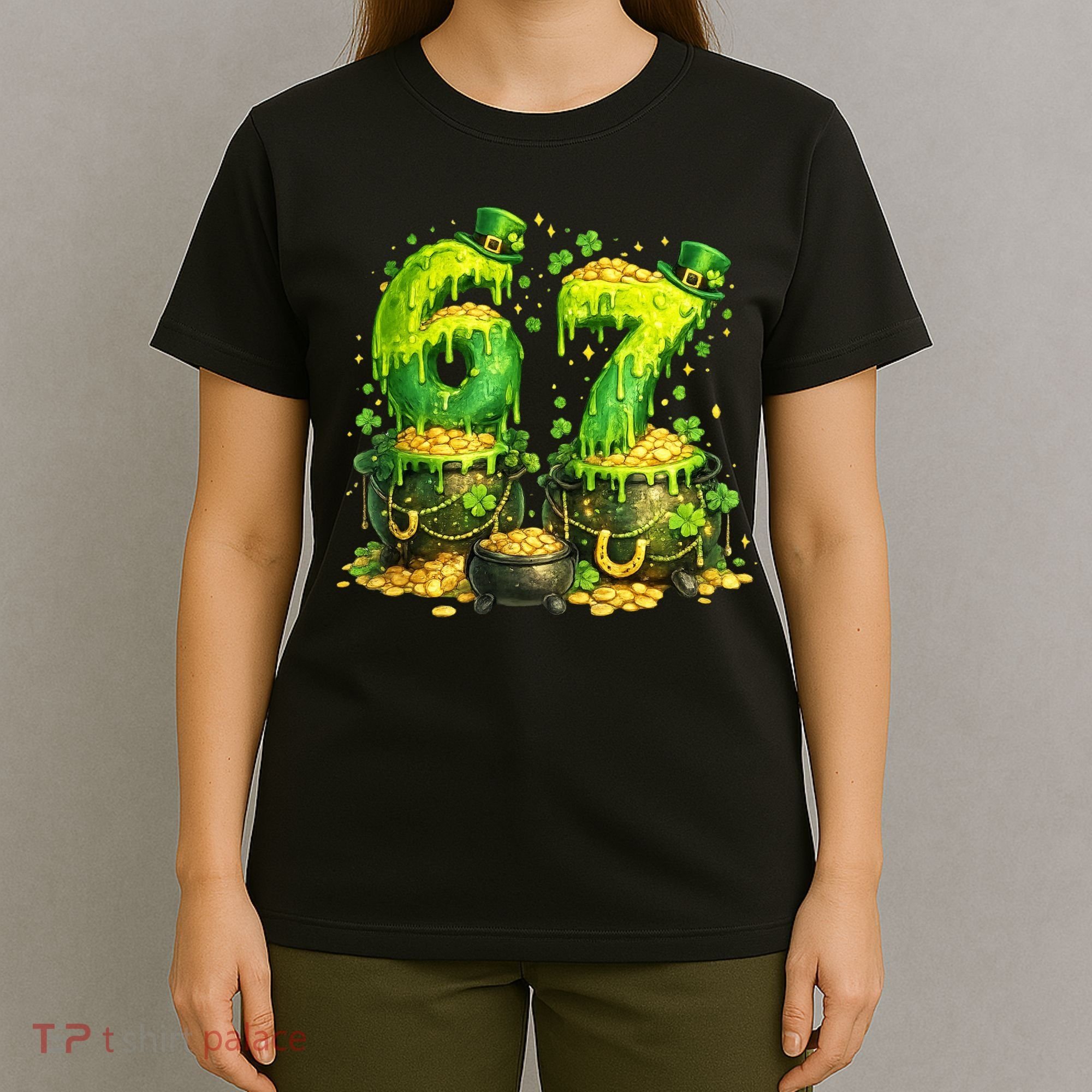 Six Seven Meme 67 St Patricks Day Shamrock T-Shirt