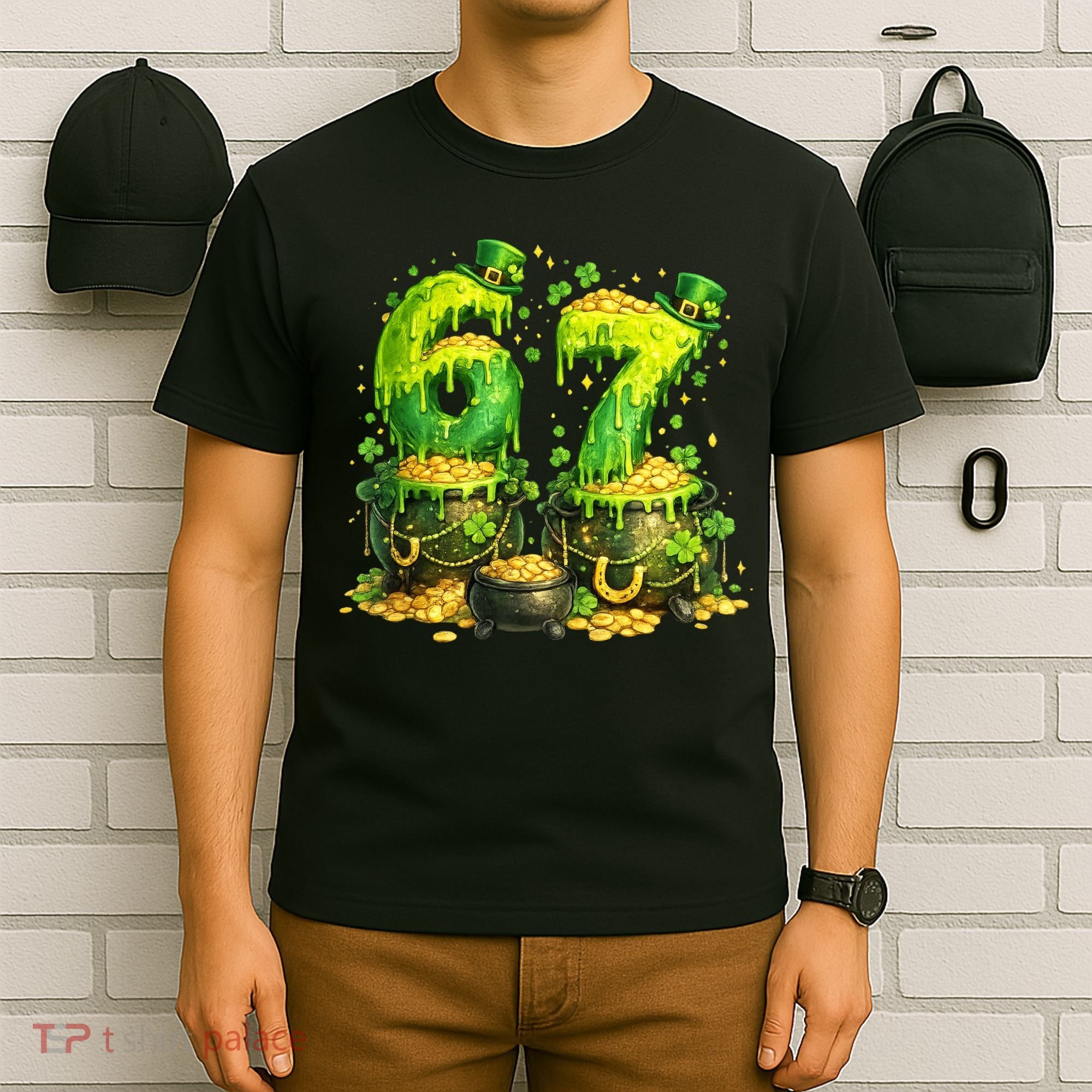 Six Seven Meme 67 St Patricks Day Shamrock T-Shirt