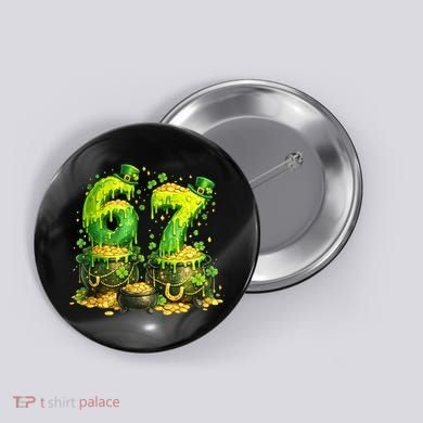 Six Seven Meme 67 St Patricks Day Shamrock Button