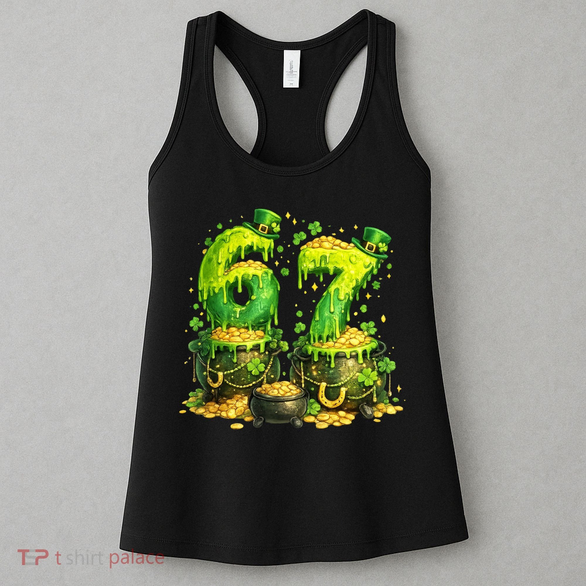 Six Seven Meme 67 St Patricks Day Shamrock Women's Tank Top